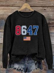 Women's 8647 Flag Print Casual Sweatshirt