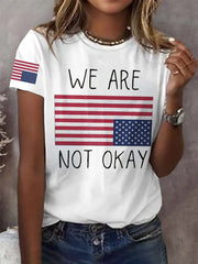 Women's Retro We Are Not Ok Print T-Shirt