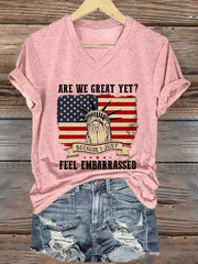 Women's Are We Great Yet? Print V-Neck T-Shirt