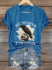 Women's Sic Semper Tyrannis Print V-Neck T-Shirt