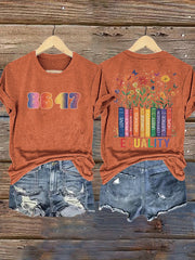 Women's Retro Flowers 86 47 Equality Matters Equality Never Hurt Anybody Diversity, Equity, And Inclusion Print T-Shirt