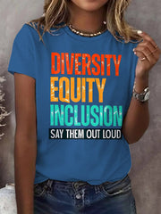 Retro Diversity, Equity, InclusionSay Them Out Loud Support DEI Print T-Shirt