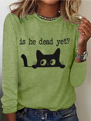 Women's cat FDT print long sleeve T-shirt