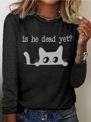Women's cat FDT print long sleeve T-shirt