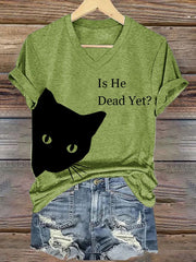 Women's Casual Cat Multicolor T-shirt