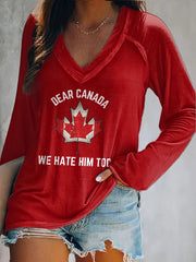 Women's Retro Dear Canada We Hate Him Too Print T-Shirt