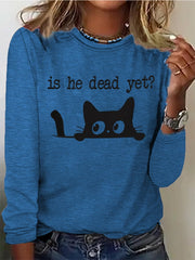 Women's cat FDT print long sleeve T-shirt
