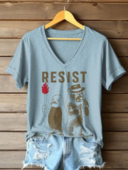 Women's Penguins Resist Tariff Printed Short-Sleeved T-Shirt