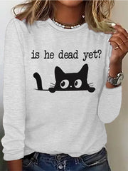 Women's cat FDT print long sleeve T-shirt