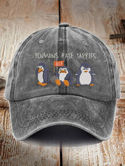 Unisex Penguins Hate Tarrifs Print Hat