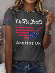 Women's Retro We The People Are Not Ok Print T-Shirt