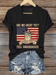 Women's Are We Great Yet? Print V-Neck T-Shirt