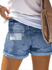 Retro Resist Not My President, Not My Voice, Not My Values, Not My Beliefs Printed Denim Shorts
