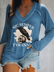 Women's Sic Semper Tyrannis Print V-Neck T-Shirt