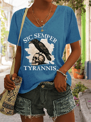Women's Sic Semper Tyrannis Printed V-Neck T-Shirt