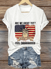 Women's Are We Great Yet? Print V-Neck T-Shirt