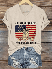 Women's Are We Great Yet? Print V-Neck T-Shirt