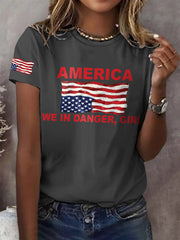 Retro America We Are In Danger Girl Print T-Shirt