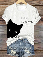 Women's Casual Cat Multicolor T-shirt