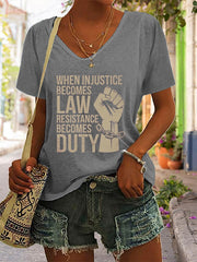 Women's When Injustice Becomes Law Resistance Becomes Duty Print T-Shirt