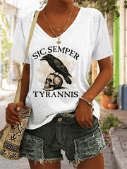 Women's Sic Semper Tyrannis Printed V-Neck T-Shirt