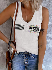 V-neck Retro Resist Not My President, Not My Voice, Not My Values, Not My Beliefs Print Tank Top