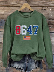 Women's 8647 Flag Print Casual Sweatshirt