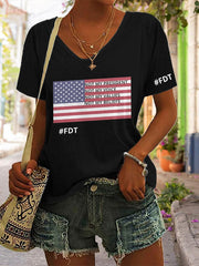 V-neck Retro FDT Not My President, Not My Voice, Not My Values, Not My Beliefs Print T-Shirt