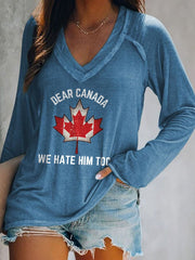 Women's Retro Dear Canada We Hate Him Too Print T-Shirt