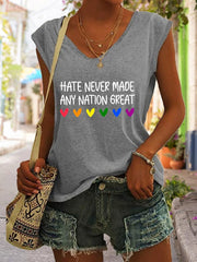 Women's Hate Never Made Any Nation Great Print Casual Vest