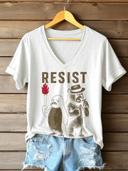 Women's Penguins Resist Tariff Printed Short-Sleeved T-Shirt