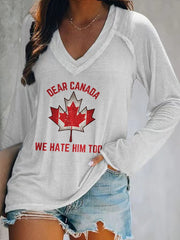 Women's Retro Dear Canada We Hate Him Too Print T-Shirt