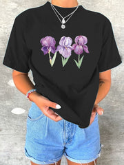 Women's Alzheimer's Awareness Floral Print T-Shirt