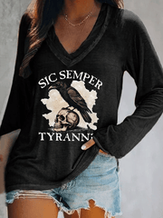 Women's Sic Semper Tyrannis Print V-Neck T-Shirt