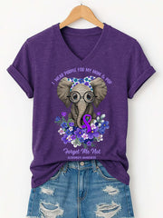 Women's I Wear Purple for My Mom And Pop Alzheimer's Awareness Support V-Neck Tee