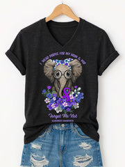 Women's I Wear Purple for My Mom And Pop Alzheimer's Awareness Support V-Neck Tee