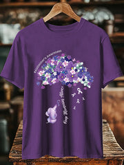 Women's Alzheimer's Awareness Keep Memories Aliver Floral Printed Short Sleeve T-Shirt