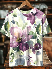 Unisex Alzheimer's Awareness Floral Printed Short Sleeve T-Shirt