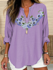 T-shirt de sensibilisation à la maladie d'Alzheimer pour femme, imprimé fleurs de myosotis