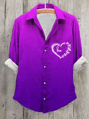 Women's Alzheimer's Awareness Purple Floral Pansy Printed Top