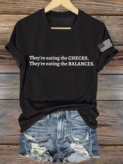 Women's FDT They Are Eating The Checks Printed T-Shirt