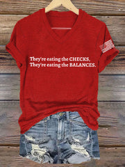 Women's FDT They Are Eating The Checks Printed T-Shirt