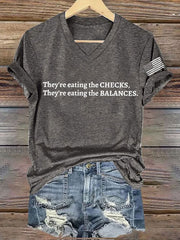 Women's FDT They Are Eating The Checks Printed T-Shirt