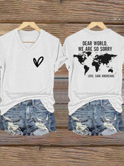 Women's FDT Dear World We Are So Sorry Sane Americans Printed T-Shirt