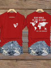 Women's FDT Dear World We Are So Sorry Sane Americans Printed T-Shirt