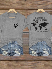 Women's FDT Dear World We Are So Sorry Sane Americans Printed T-Shirt