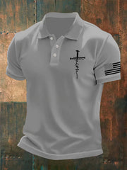 Men's Faith Cross America Flag Print Shirt