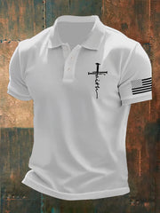 Men's Faith Cross America Flag Print Shirt