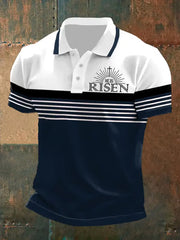 Freizeit-Poloshirt „He Is Risen“ mit Streifenprint für Herren