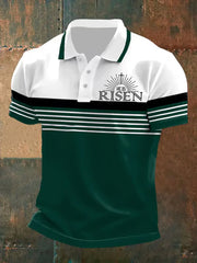 Freizeit-Poloshirt „He Is Risen“ mit Streifenprint für Herren